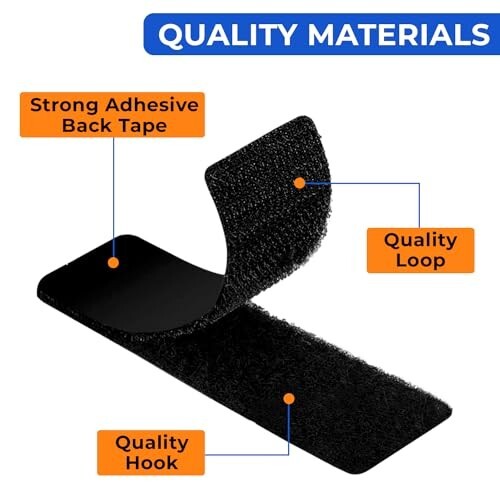 2/20 Sets Heavy Duty Hook & Loop Adhesive Strips Sticky Back Fastener 1x4” Black
