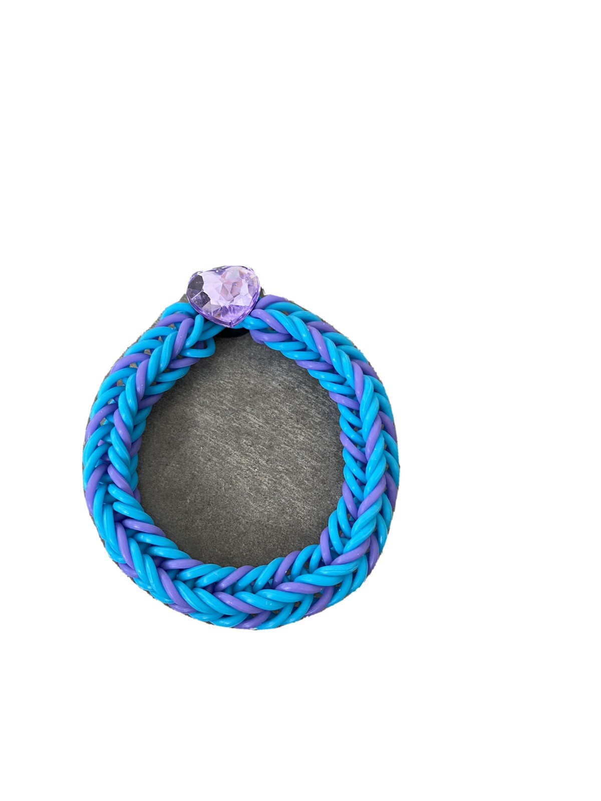 Rubber Blue Purple Heart Handmade Stretch Bracelet