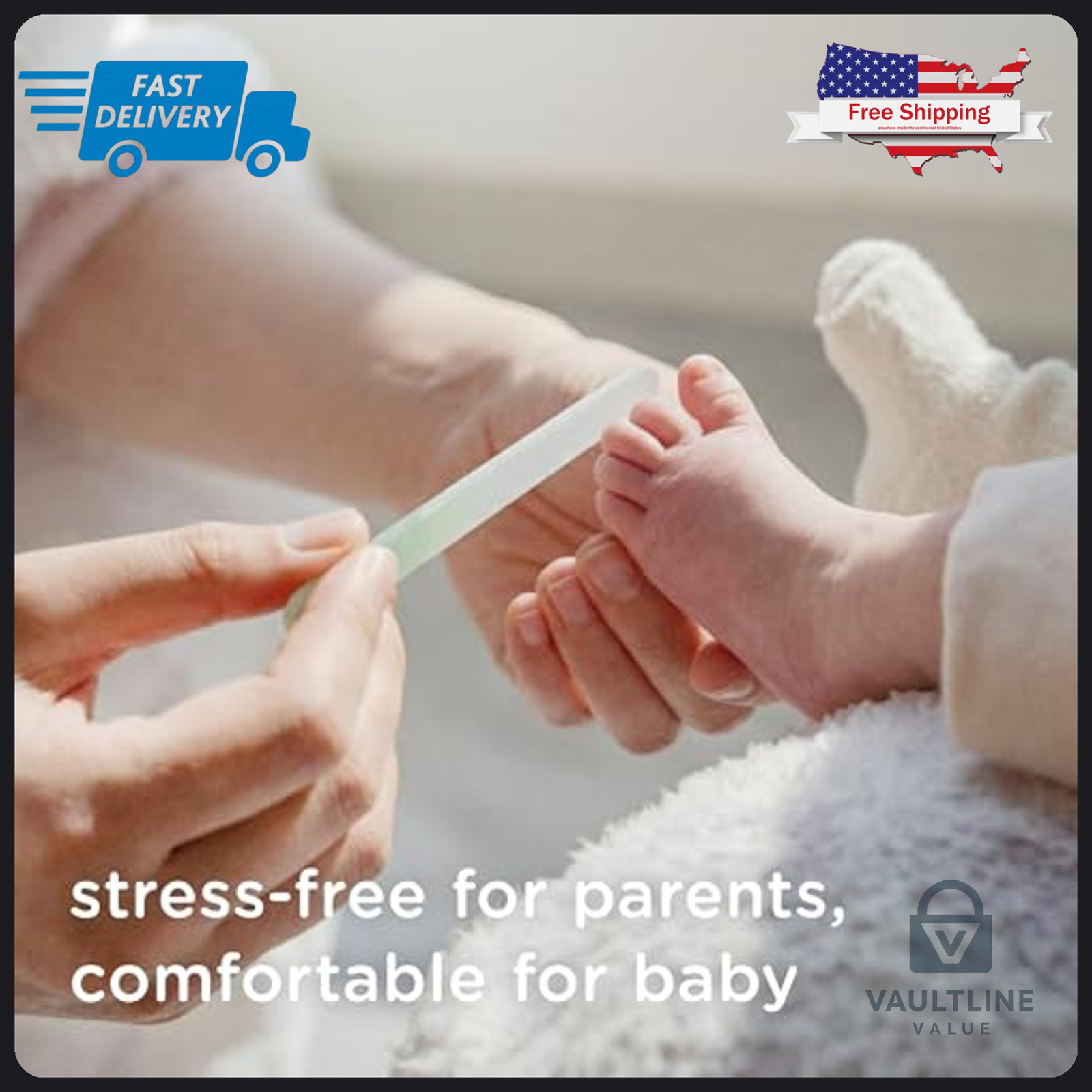 2 Pack Olababy Glass Nail Files for Newborns with Travel Case