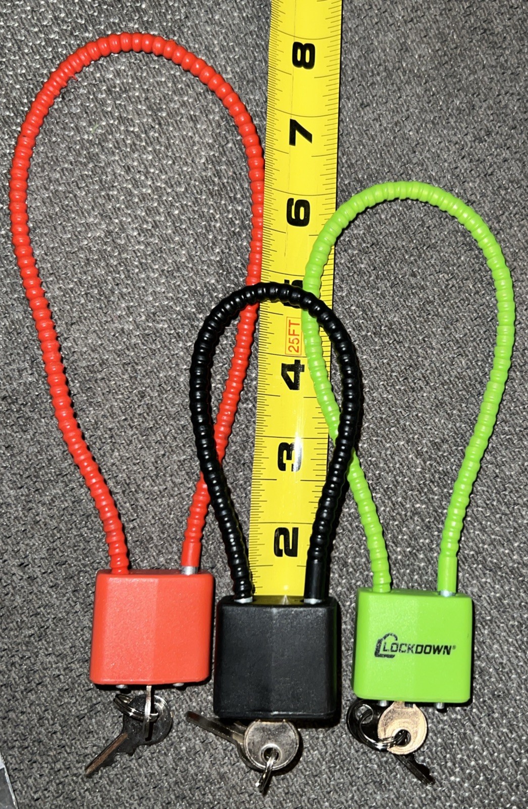 Firearm Safety Cable Child Safety Locks Lot of 3, Different Sizes