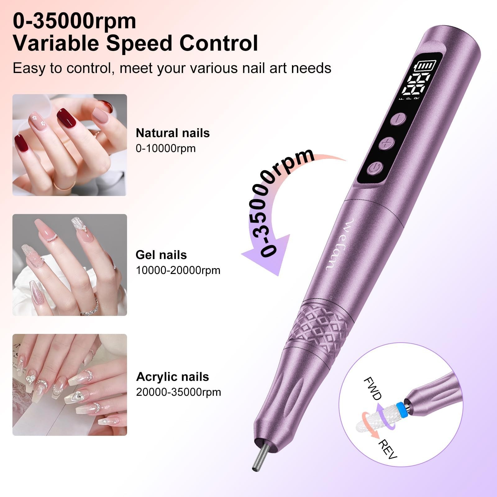 Electric Nail Drill Professional, Cordless NailDrill, 35000RPM Professional N...