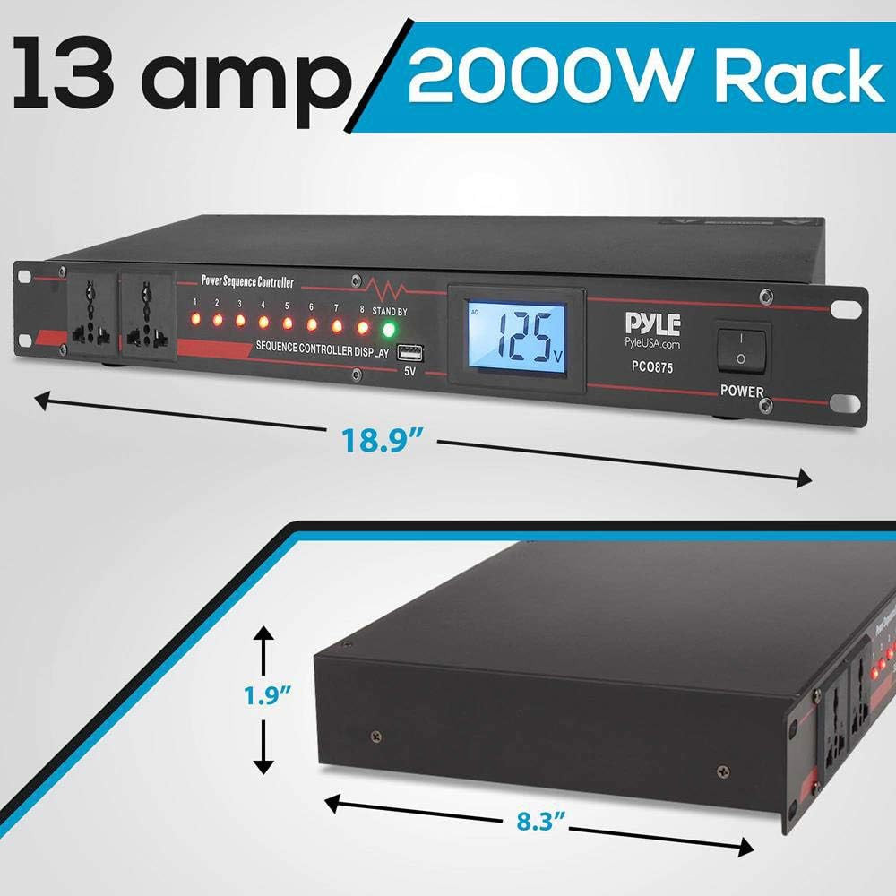 10 Outlet Power Sequencer Conditioner - 13 Amp 2000W Rack Mount Pro Audio Digit