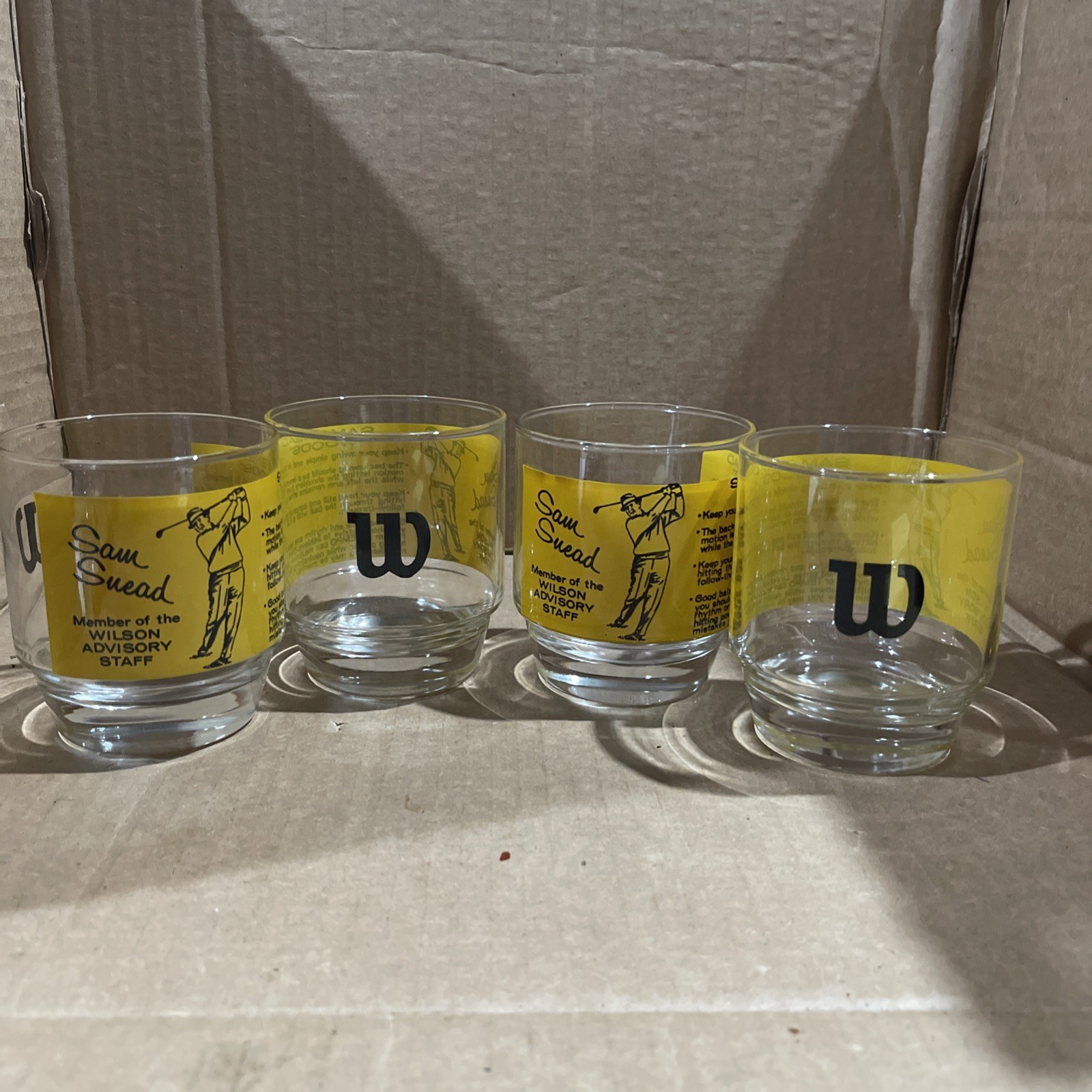 Wilson Advisory Staff, Golf Lowball Glasses, Vintage set of 4 (Sam Snead)