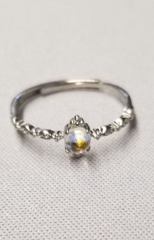 Happyzzzsu Moonstone Adjustable Ring sz 7 Sterling Silver