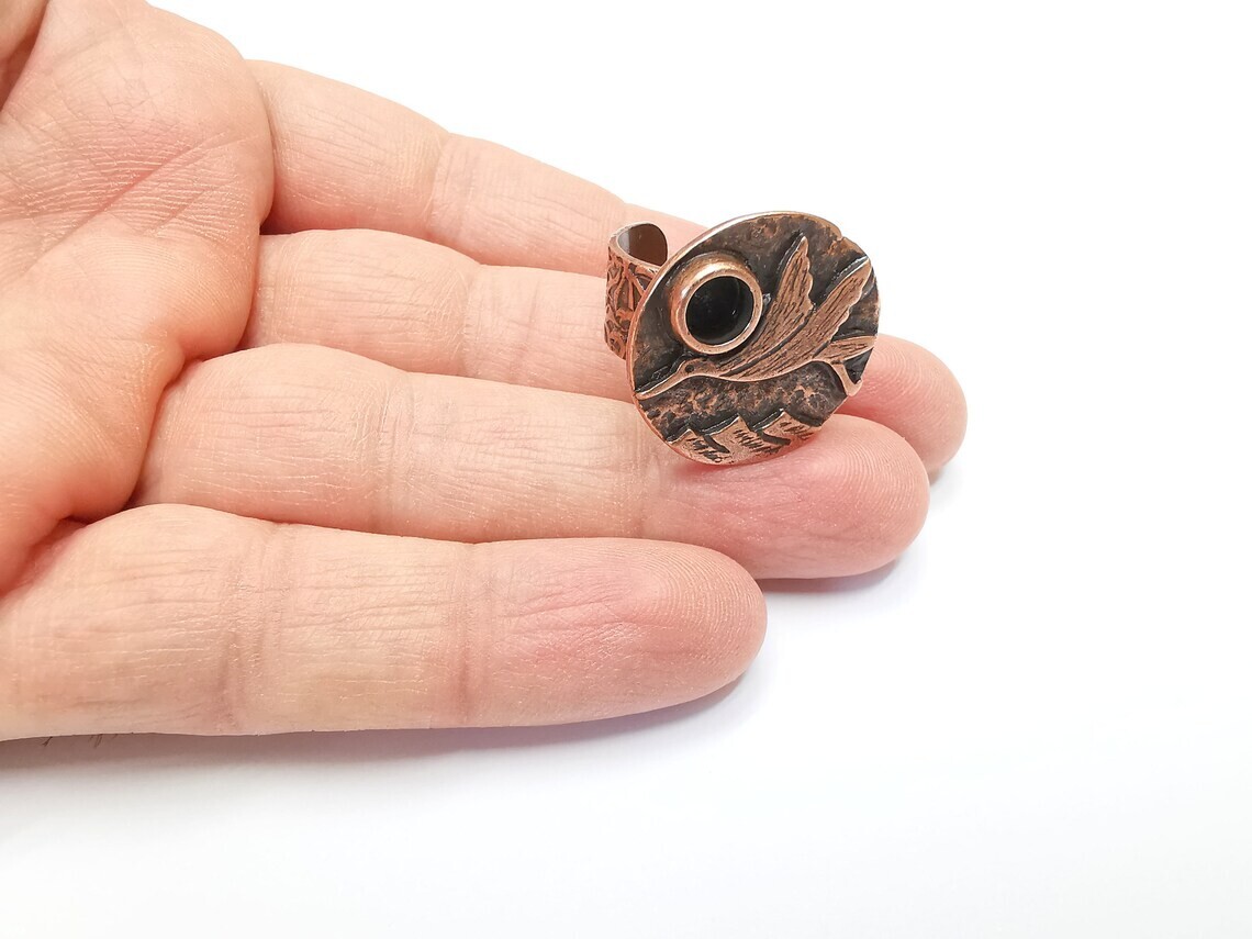 Bird Ring Blank Setting, Cabochon Mounting, Adjustable Resin Base, Inlay Ring