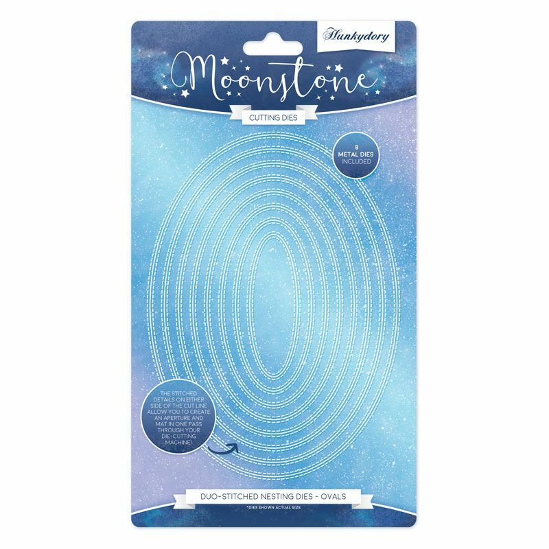 Hunkydory - Moonstone DUO-STITCHED OVALS Nesting Die Set - 8 Dies - MSTONE484