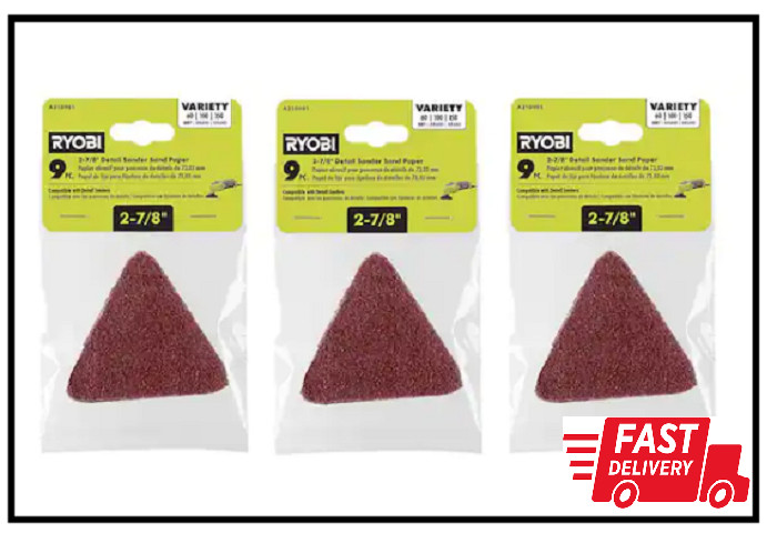 Ryobi 27-Piece 2-7/8 In. Detail Sand Paper Assortment Set Sander Pad