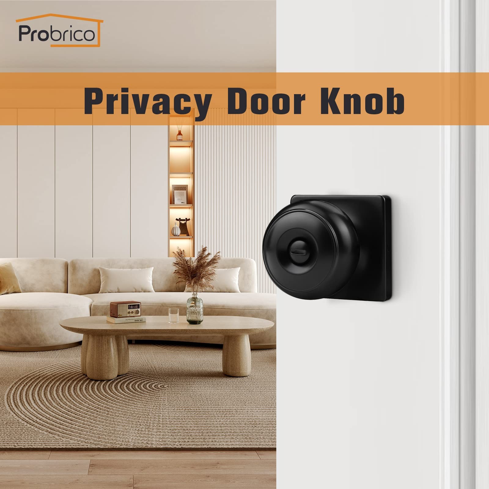 Black Door Knobs Privacy with Square Privacy,