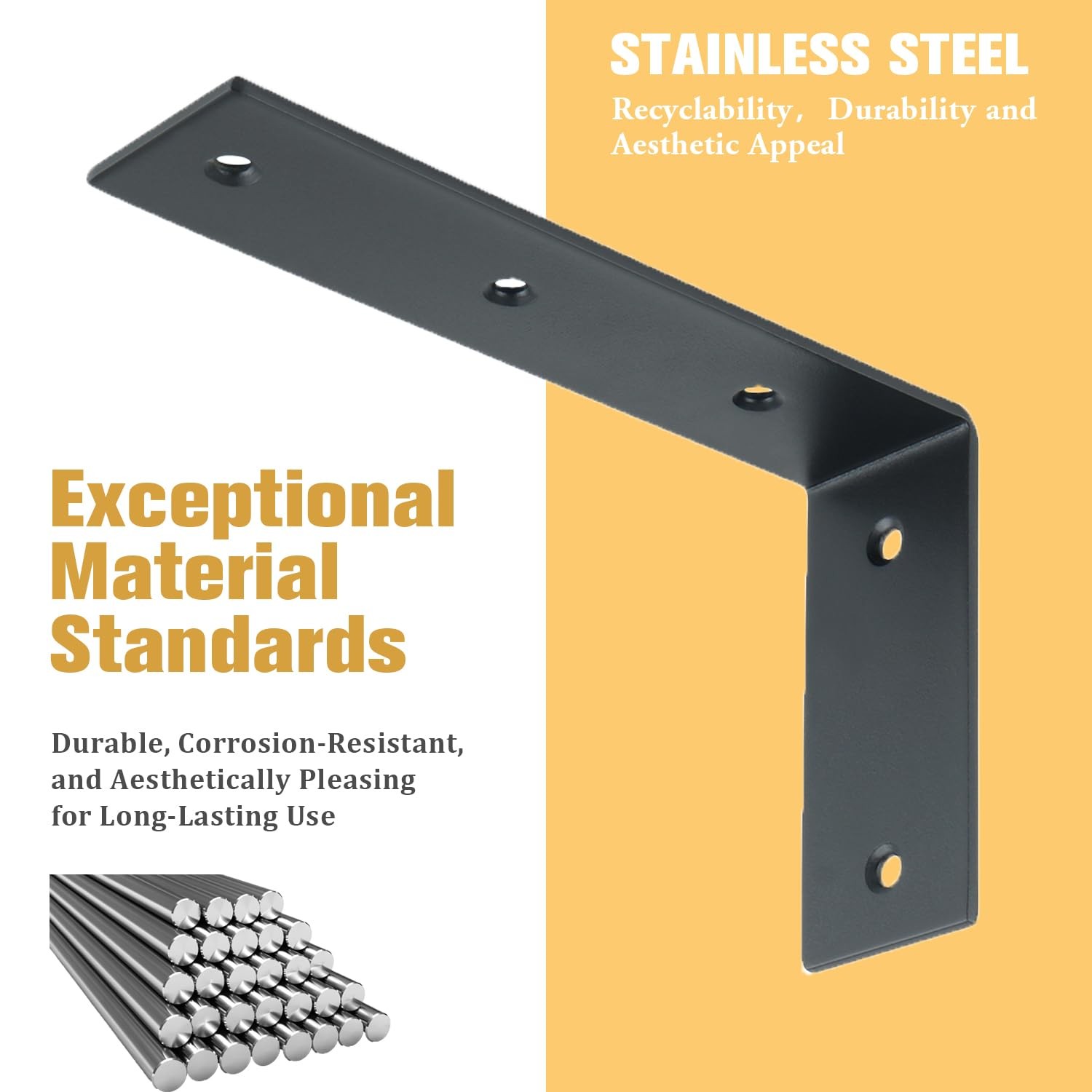Floating Shelf Brackets Heavy Duty L-Shaped Wall Brackets - Black Angle Corne...