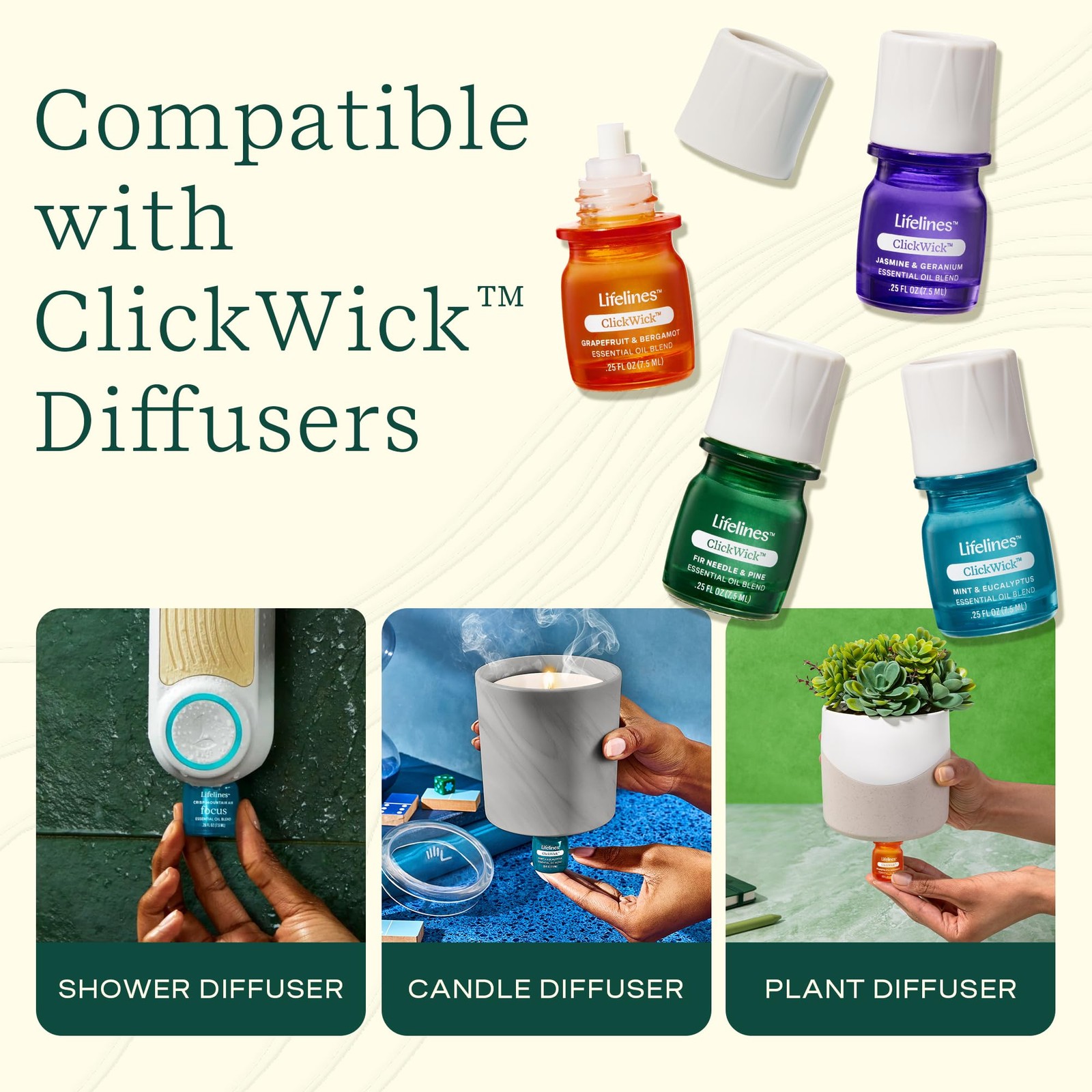 ClickWick Essential Oil Blends for Diffusers, 4-Pack Discovery Set - Essentia...