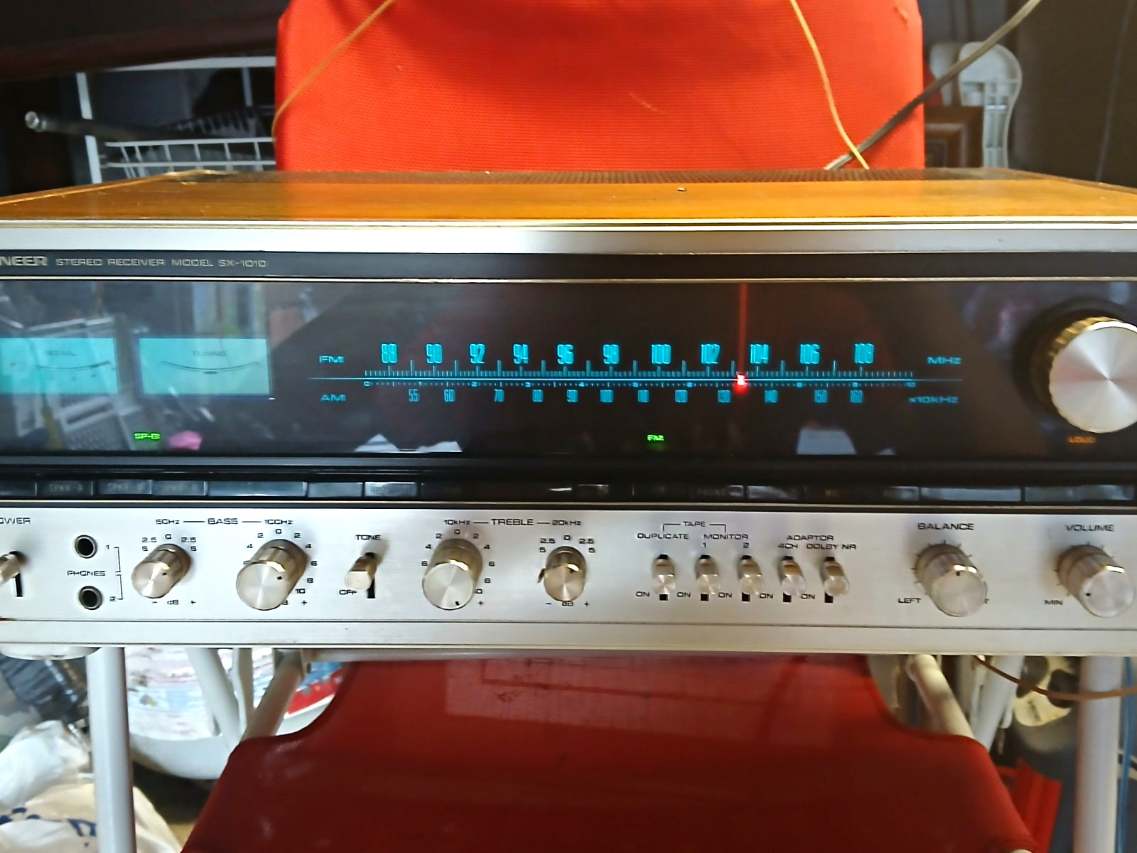 Pioneer SX-1010 Vintage Stereo Receiver w/ Wood Case Cabinet, Model SX-1010