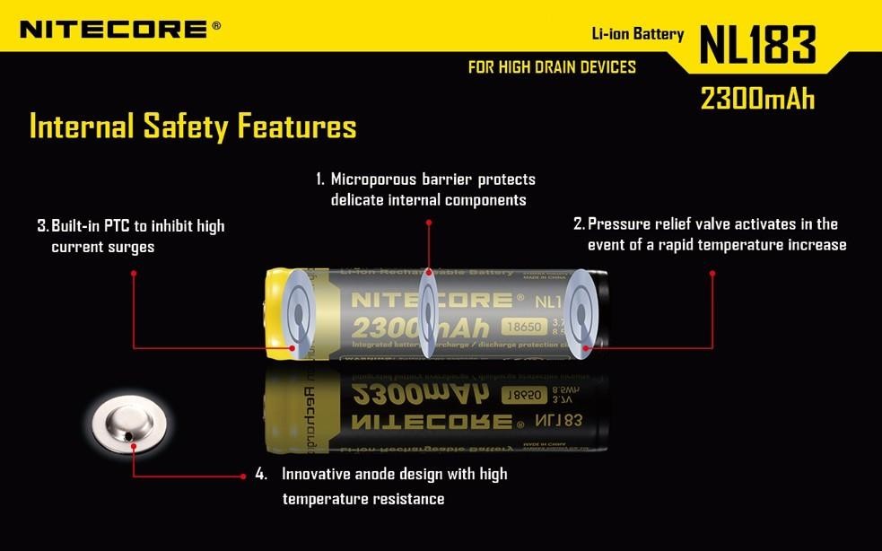 2 X Nitecore 2300mAh Protected Rechargeable Batteries NL183 for flashlights++