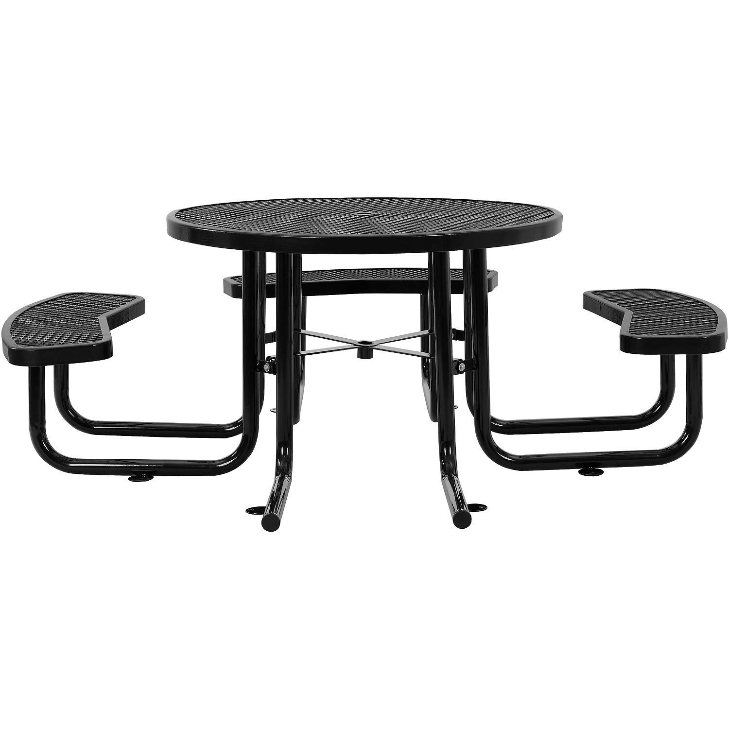 46" Wheel Chair Accessible Round Picnic Table Surface Mount Black