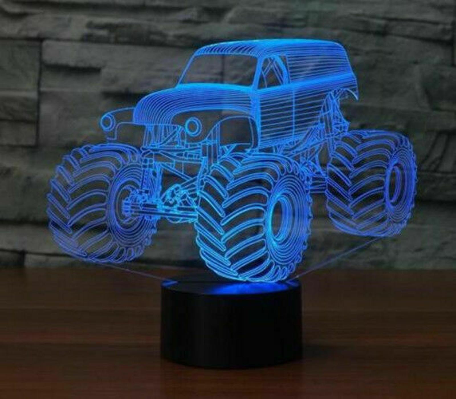 Large Grave Digger Monster Tractor 3D Desk Lamp 7 Changeable Colors Night Light