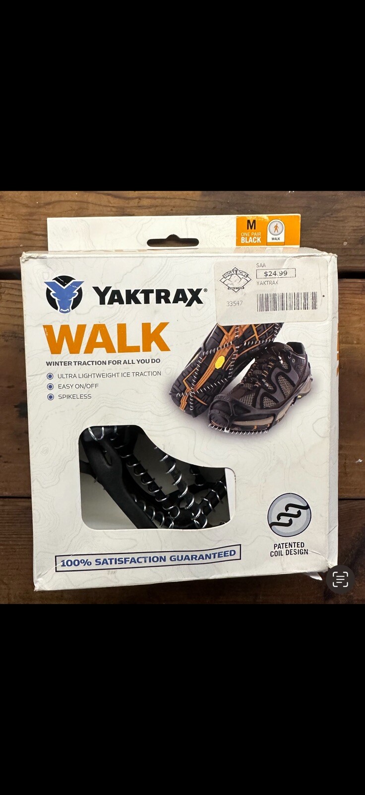 Yaktrax Walk Winter Traction Cleats for Snow and Ice Black Size Open Box Medium
