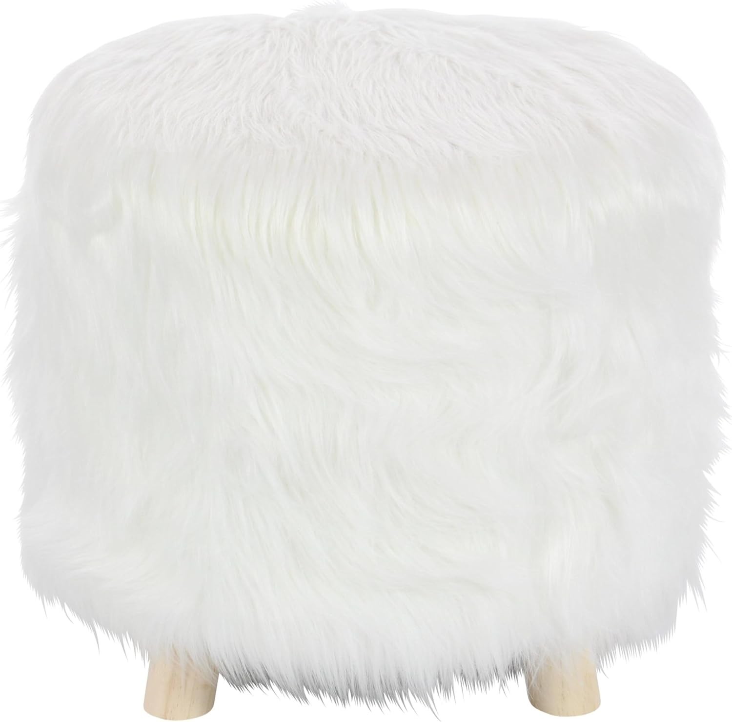 Polyester Stool W/ Faux Fur 19" x 19" x 16" White