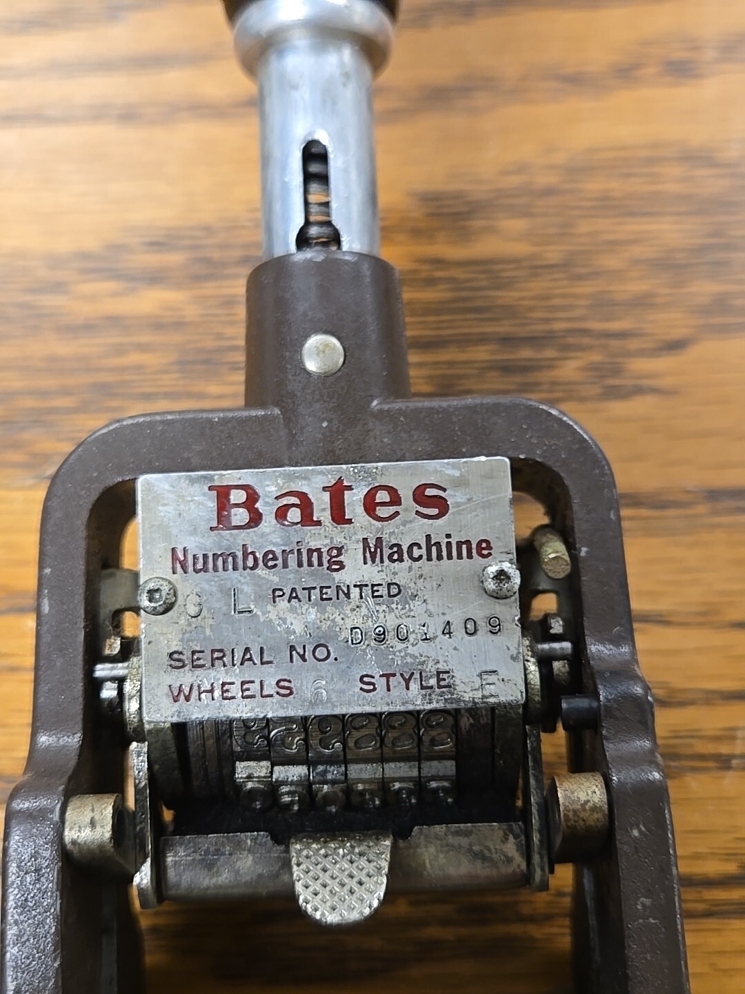 Vintage Bates Numbering Machine 6 Wheel Style E Stamper Works