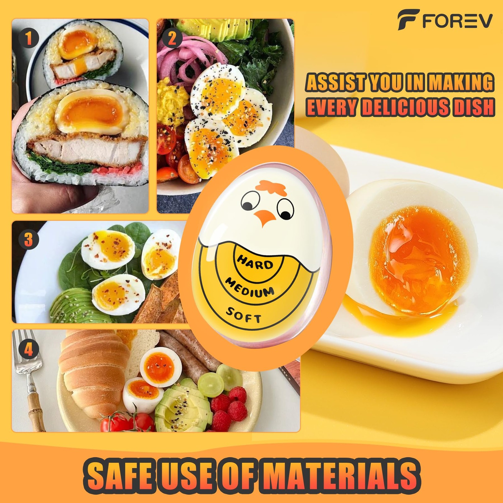 FOREV Egg Timer Color Changing Indicator for Hard & Soft Boiled Eggs 2 Pack
