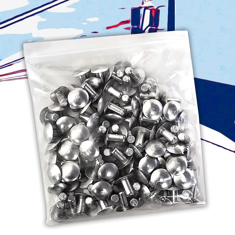 100x L/13mm 1/4" Dia Alu Brazier Head Solid Rivet Fastener Hard Trailer Repair