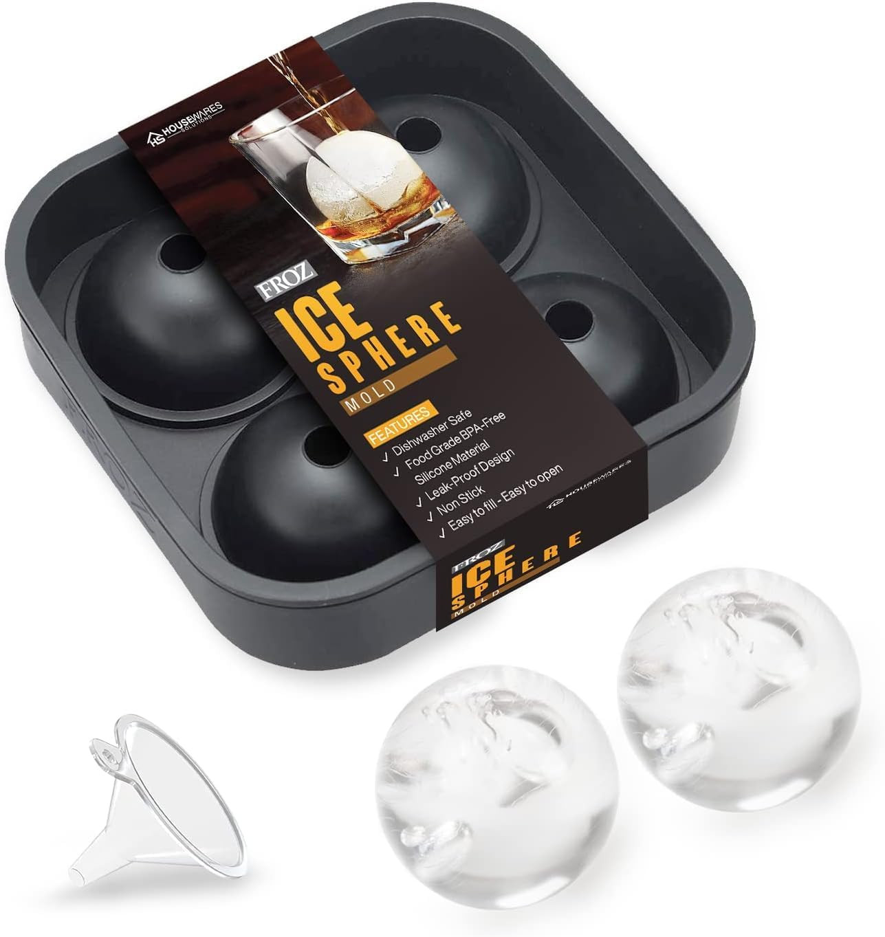 Froz Ice Ball Maker - Food-Grade Silicone Mold for Perfect Ice Balls