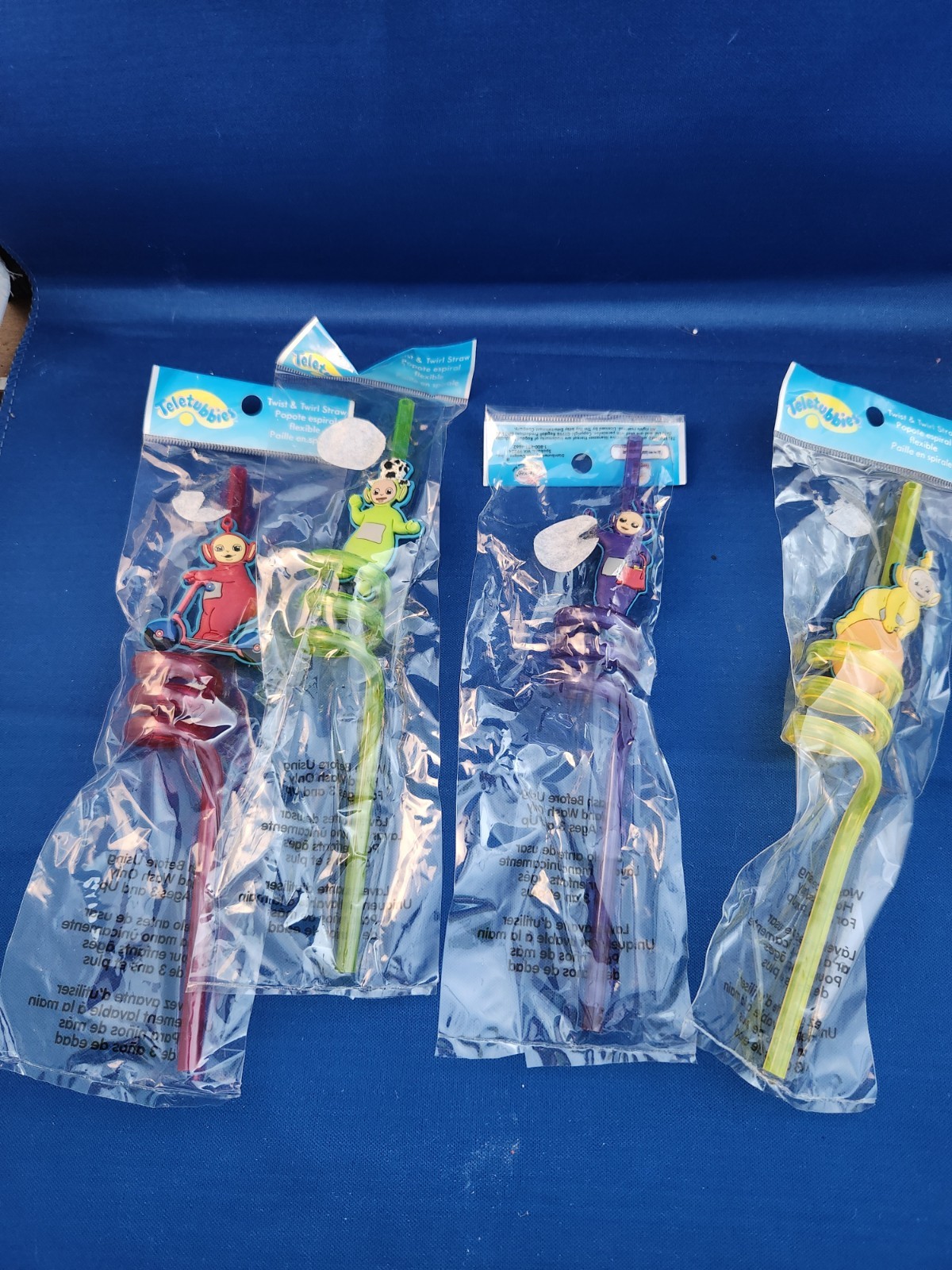 Teletubies Crazy Straw Set Of 4 Twost And Twirl Flexible Tinky Winky Dipsy...