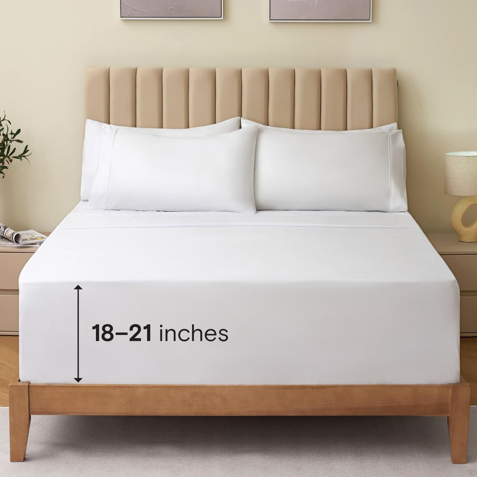 LuxClub 4 PC Extra Deep Pocket King Sheet Set, Deep Pockets Wrinkle Free Cool...