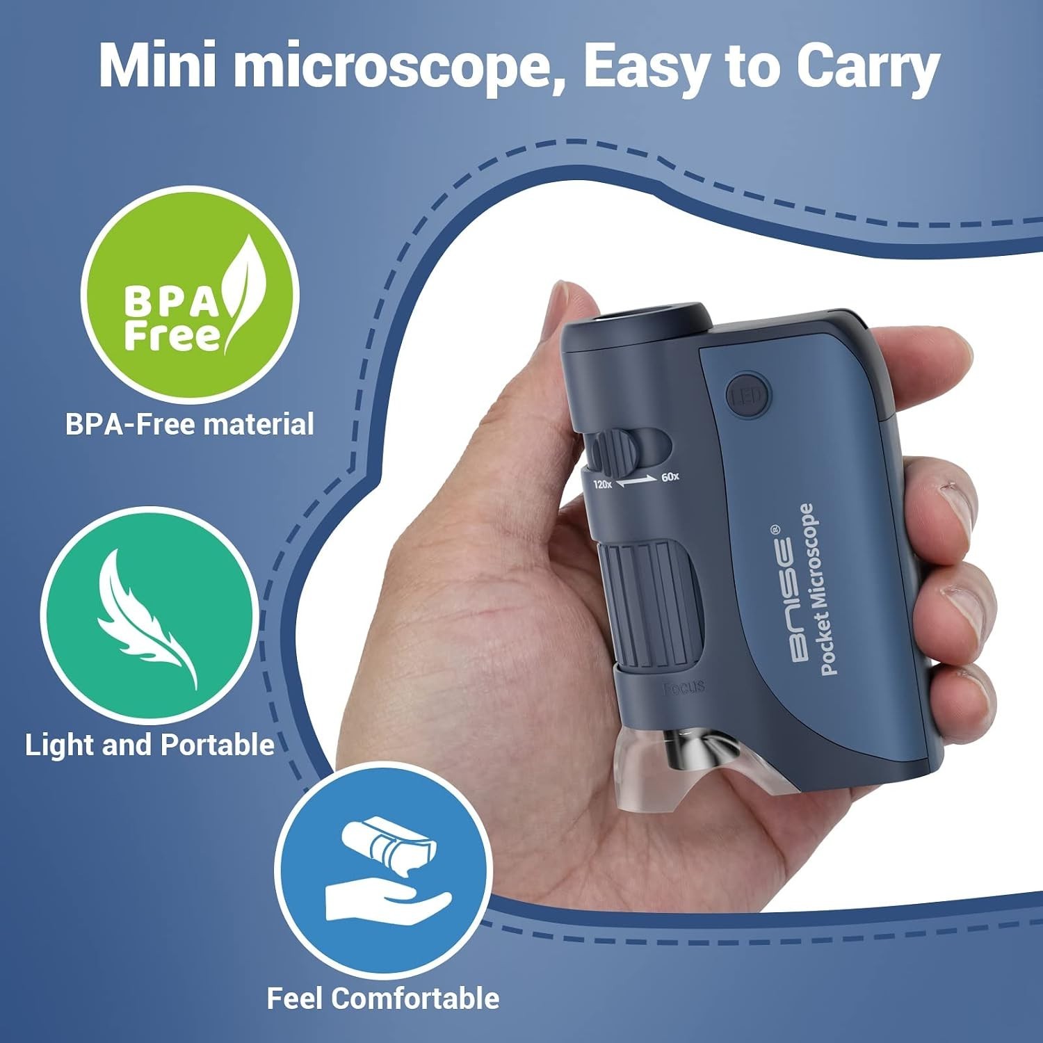 Kids' Pocket Microscope Set with LED Light & Specimen Slides