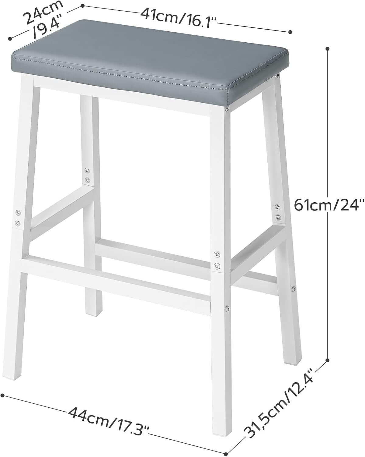 Bar Stools, Set of 2 Bar Chairs, PU Leather Upholstered Breakfast Stools