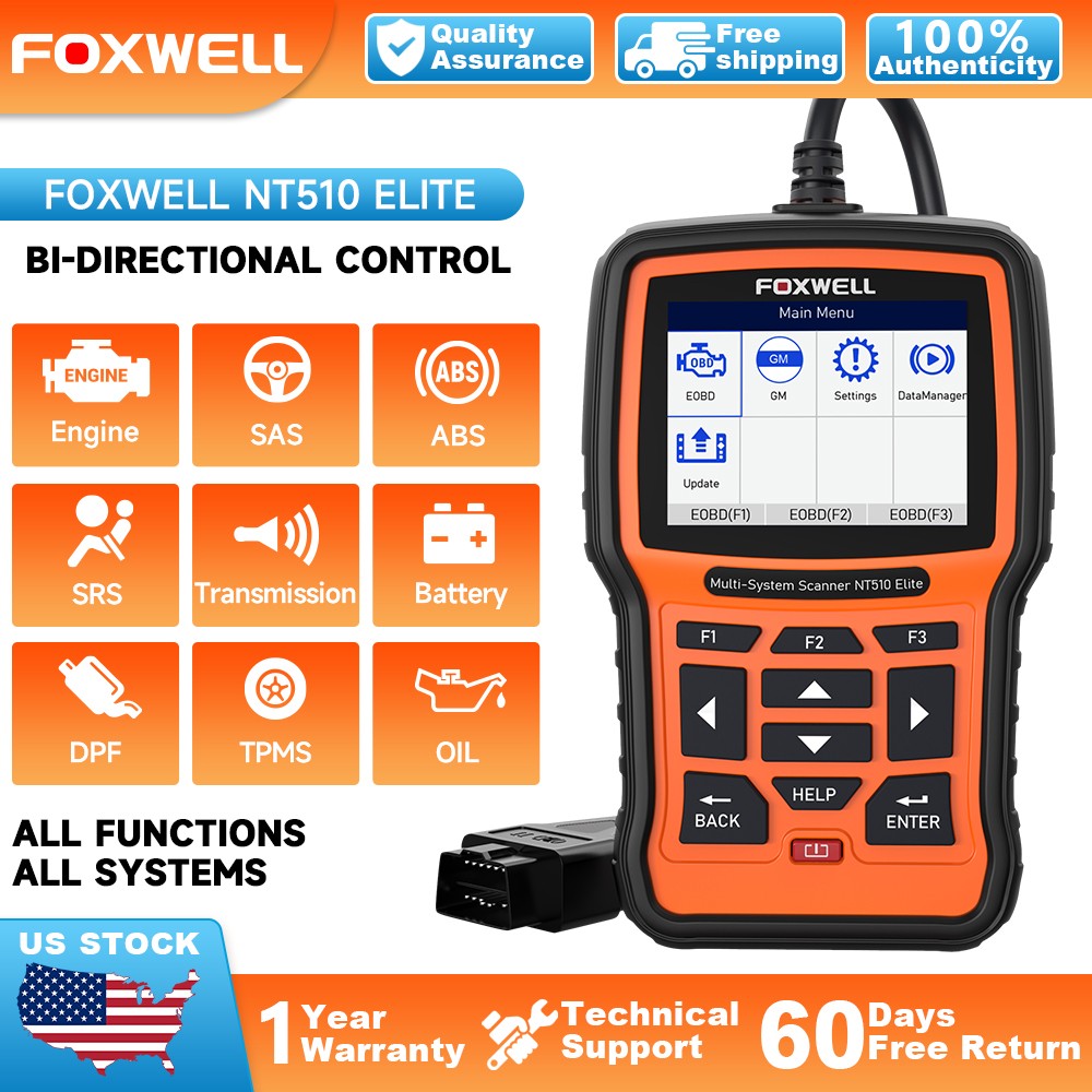 FOXWELL NT510 Elite OBD2 Scanner For BMW All System Bidirectional DPF ABS SRS