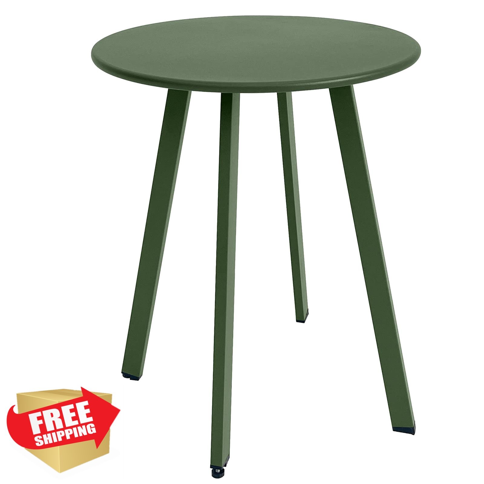 Meluvici 16" Round Outdoor Patio Table Dark Green Steel Waterproof