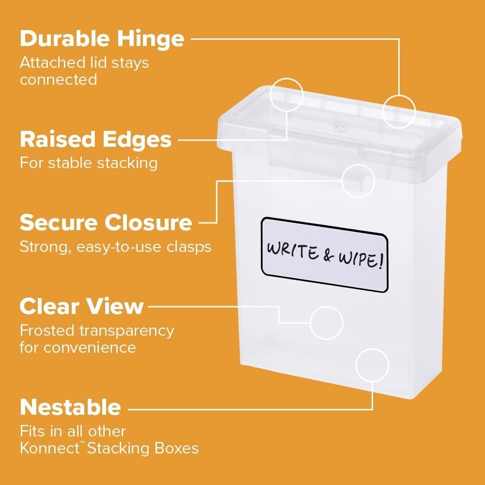 Konnect Storage Containers W/ Lids Organizer Clear Plastic Box Stackable Nesting