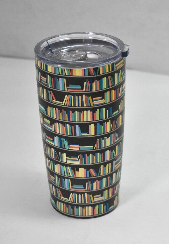 Travel Tumbler 16.9oz 500mL Stainless Steel Vacuum Insulated Book Library Design