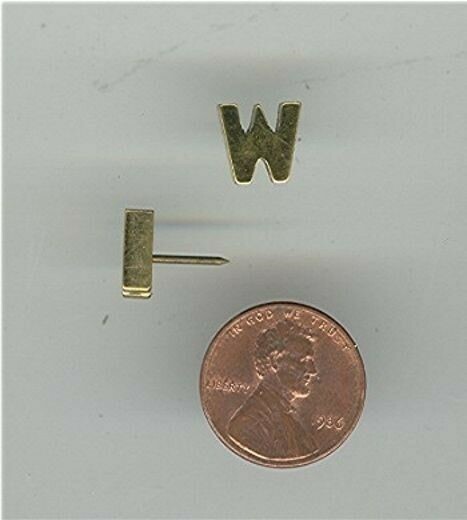 10 VINTAGE BRASS LETTER "W" 9x8mm PINBACK FINDINGS Z639