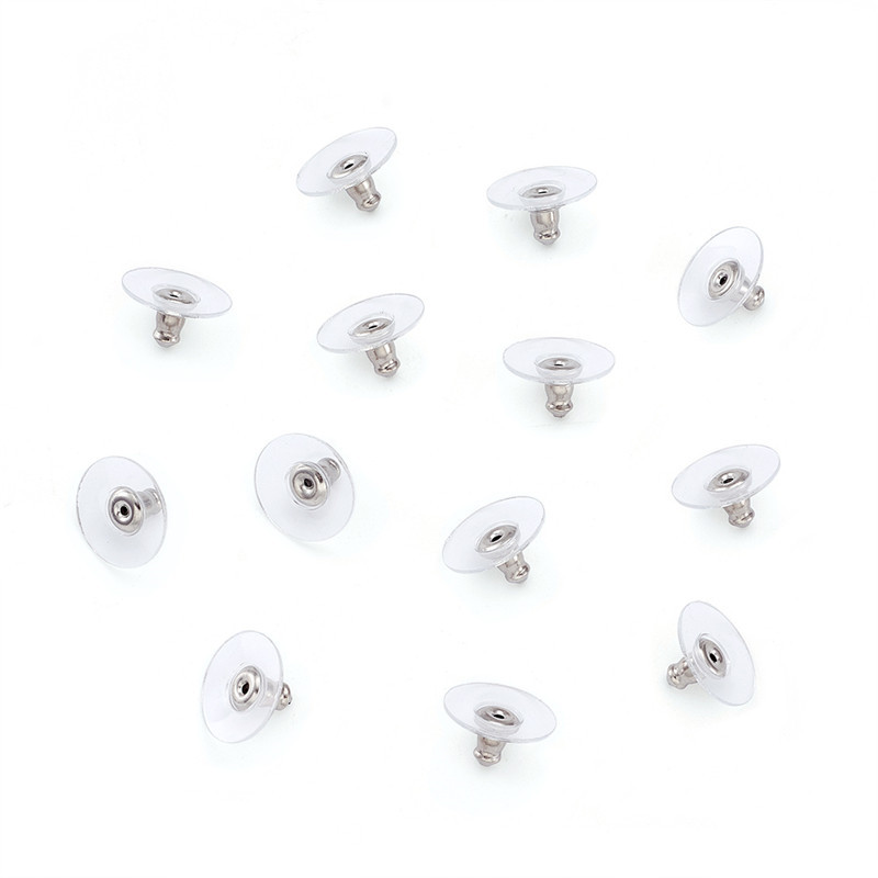 200Pcs Stainless Steel Plastic Earring Earnuts Earrings Back 11.5x6mm Hole 0.8mm