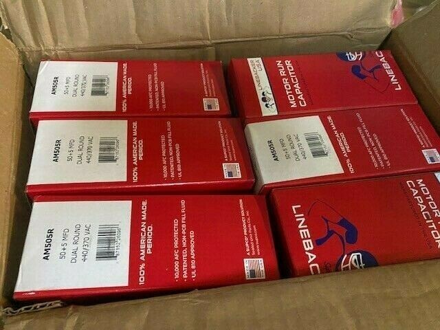 (CASE OF 24) AM505R AMERICAN MADE CAPACITOR FROM SUPCO 50 + 5 MFD (NEW)
