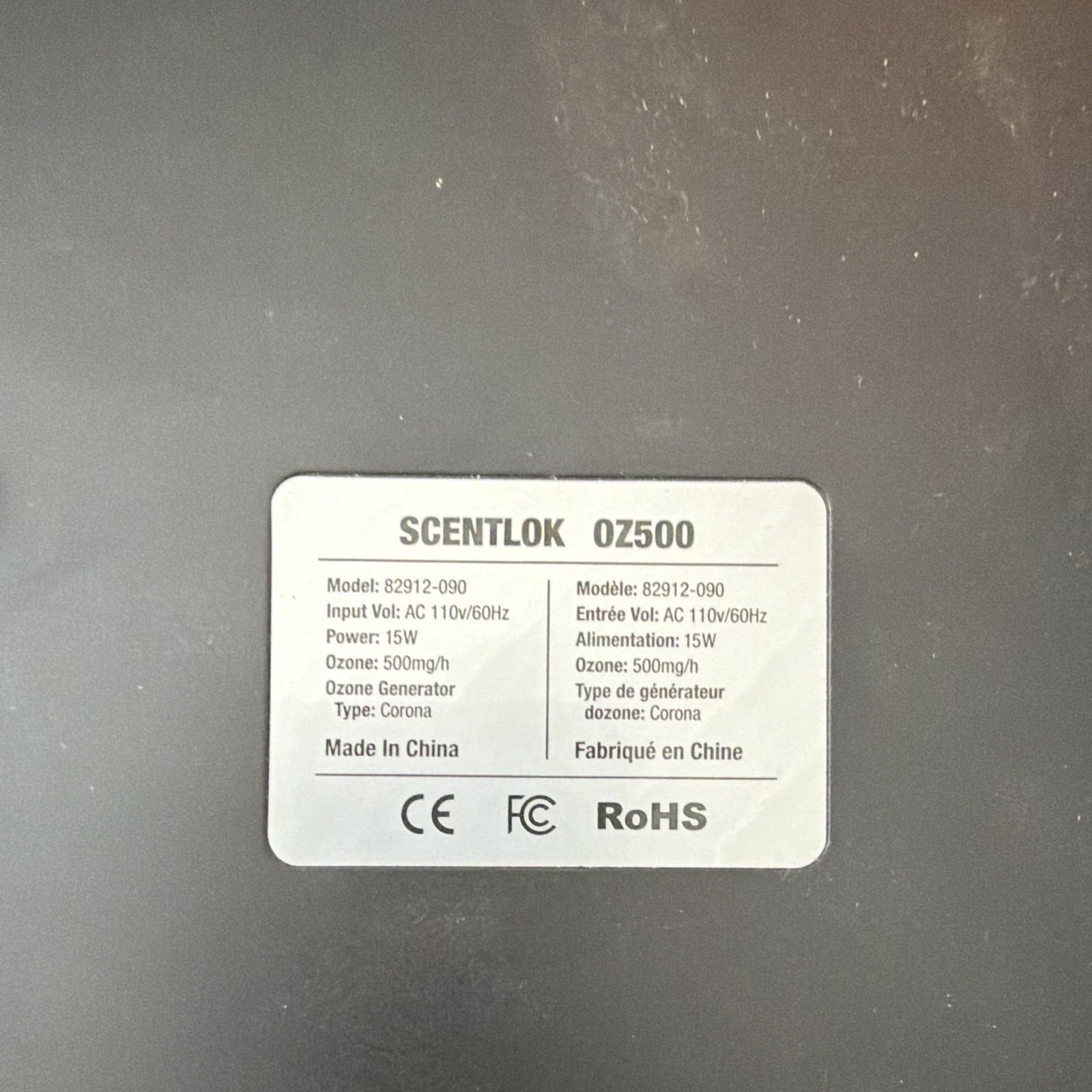 ScentLok OZ500 Ozone Generator Scent Control Device Black MPN 82912-090