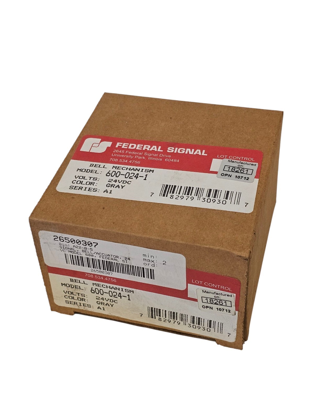 NIB FEDERAL SIGNAL 600-024-1 BELL MECHANISM 6000241 SER. A1 GREY 24VDC