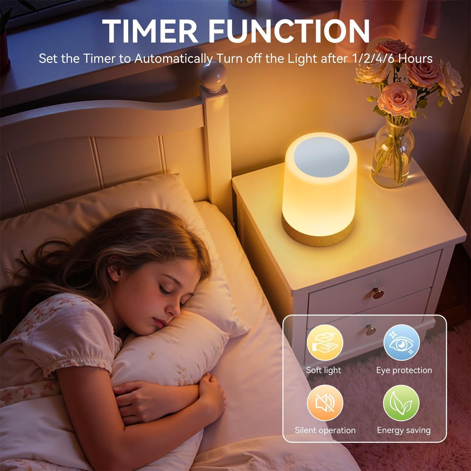 LED Night Light Bedside Lamp Touch and Remote Control Dimmable Tabletop 13 Color