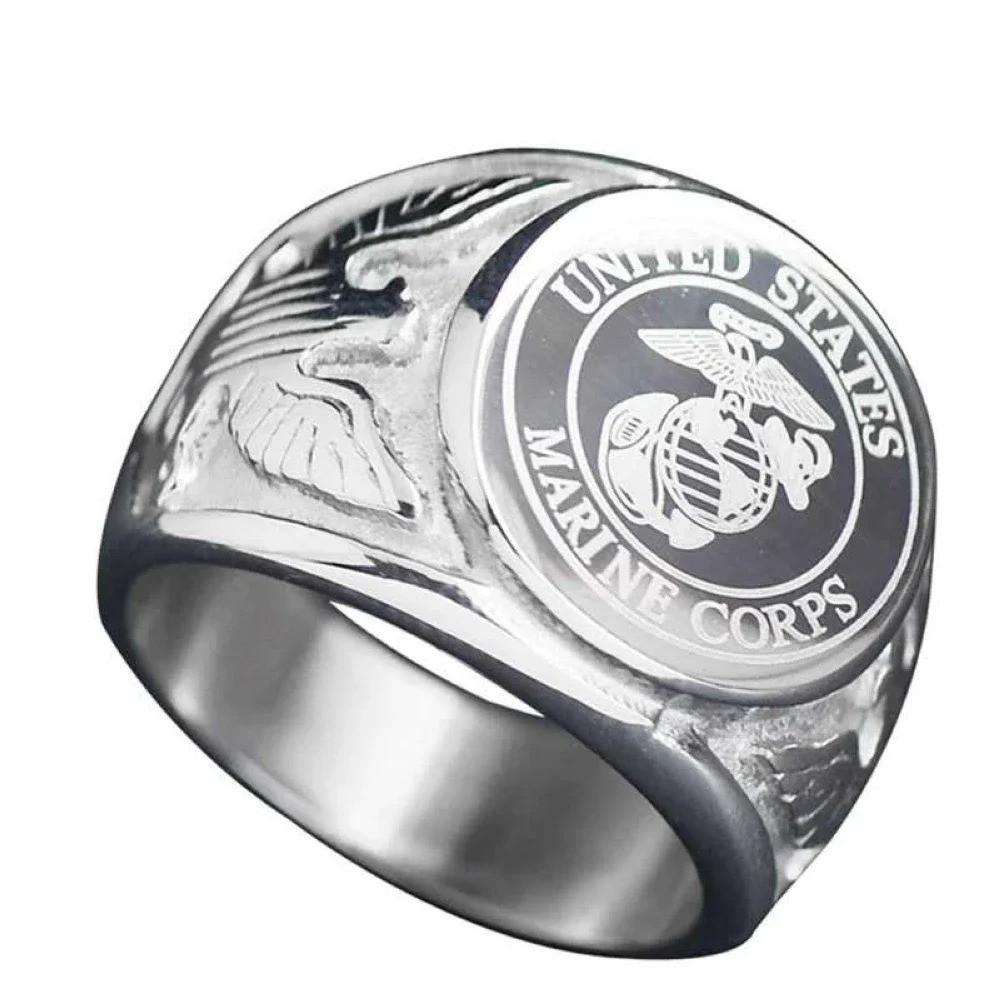 Usa Military Ring United States Marine Corps Us Army Men Signet Stainless Steel