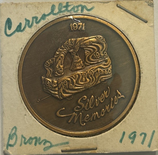 NEW ORLEANS MARDI GRAS KREWE OF CARROLLTON SILVER MEMORIES 1971 BRONZE DOUBLOON