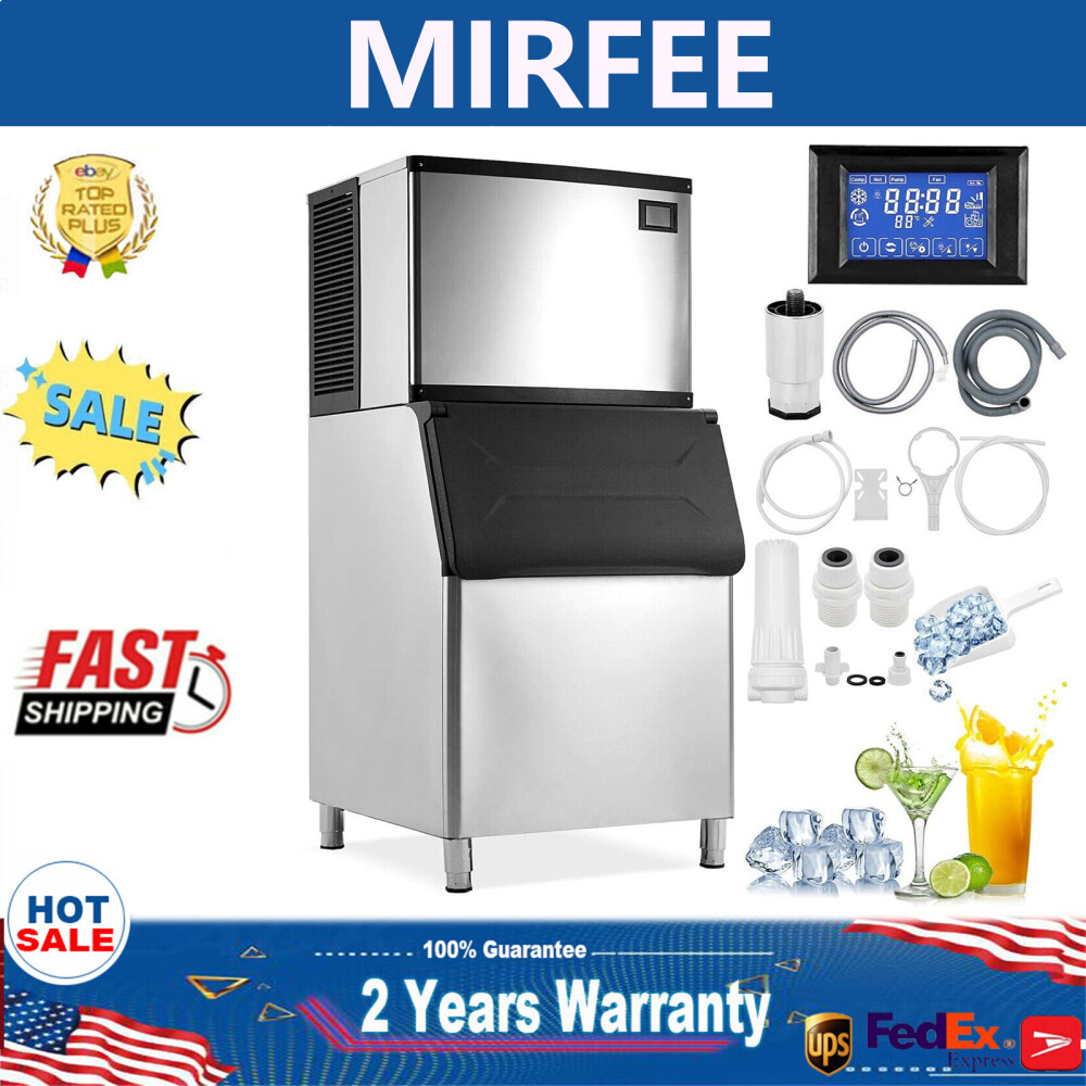 550LB/24H Smart Commercial Ice Maker Machine w/ 300LBS Storage Bin Auto Cleaning