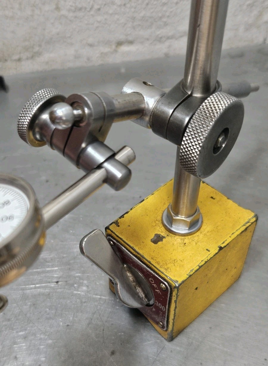 Starrett No. 196 dial indicator set with an Enco magnetic base