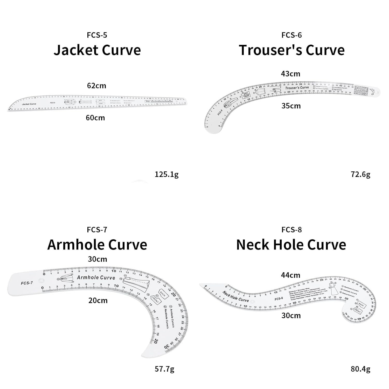 7-Piece Professional Sewing Ruler Set for Pattern Making