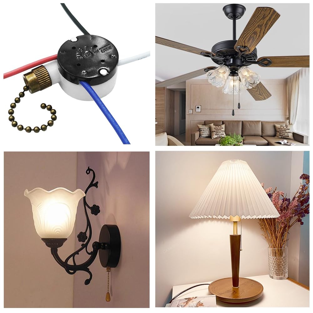 3 Speed Ceiling Fan Pull Chain Switch ZE208s 4 Wire Brass Chain Replacement Par