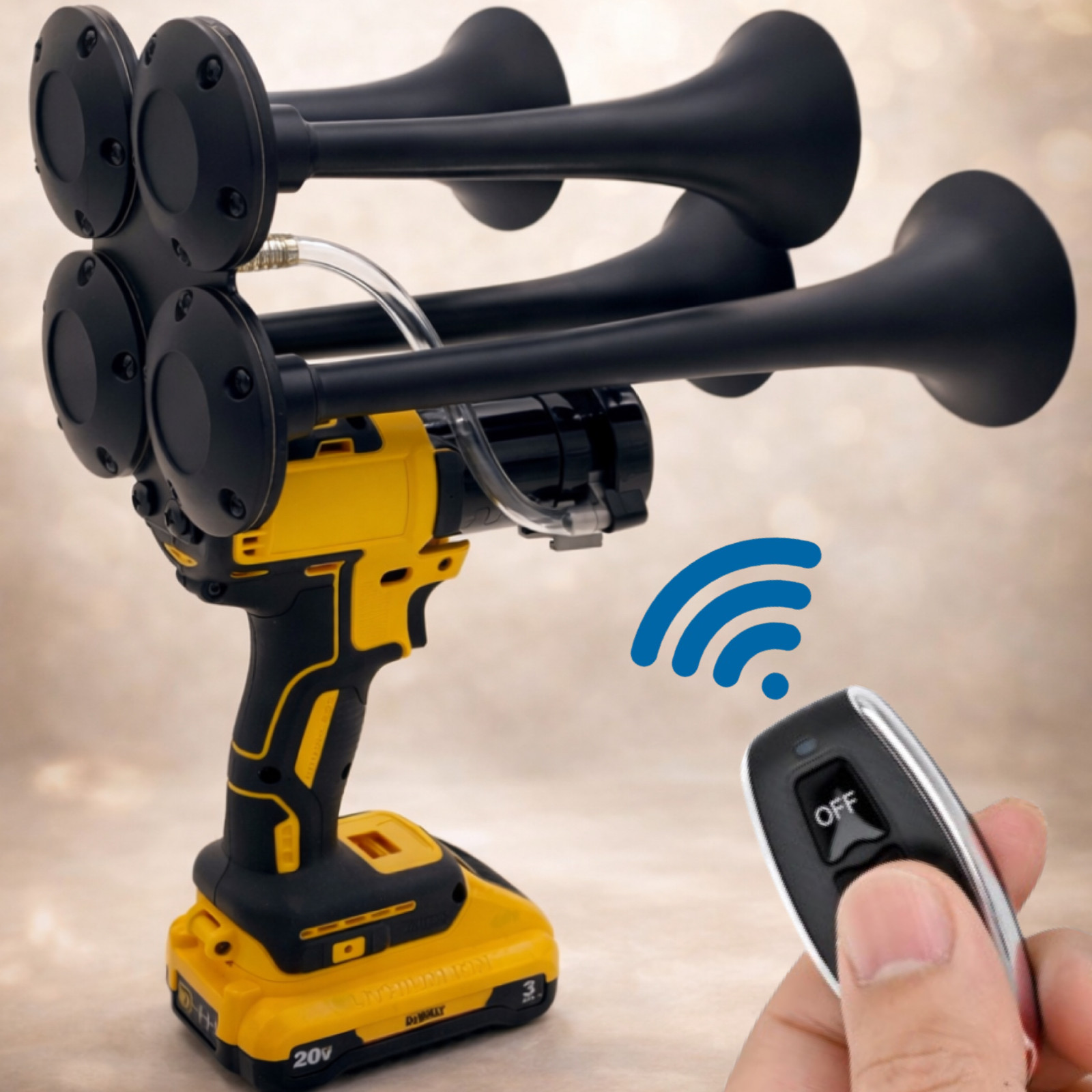 GatorBlast™ for DeWalt 20v Battery Impact Drill Train Air Horn 4 trumpet +REMOTE