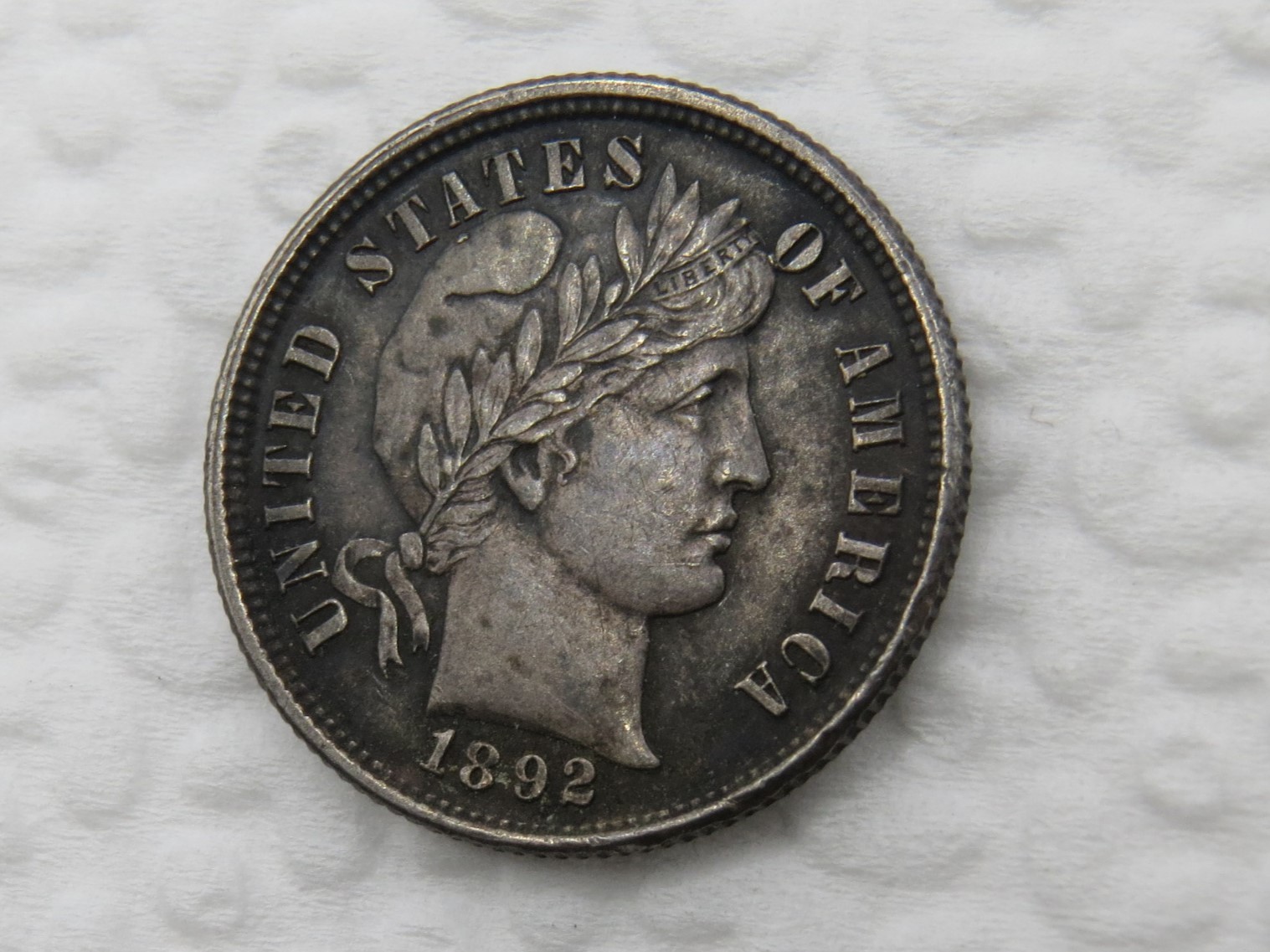 1892 P Barber Dime - AU - Beautiful Dark Toning - Sharp Strike