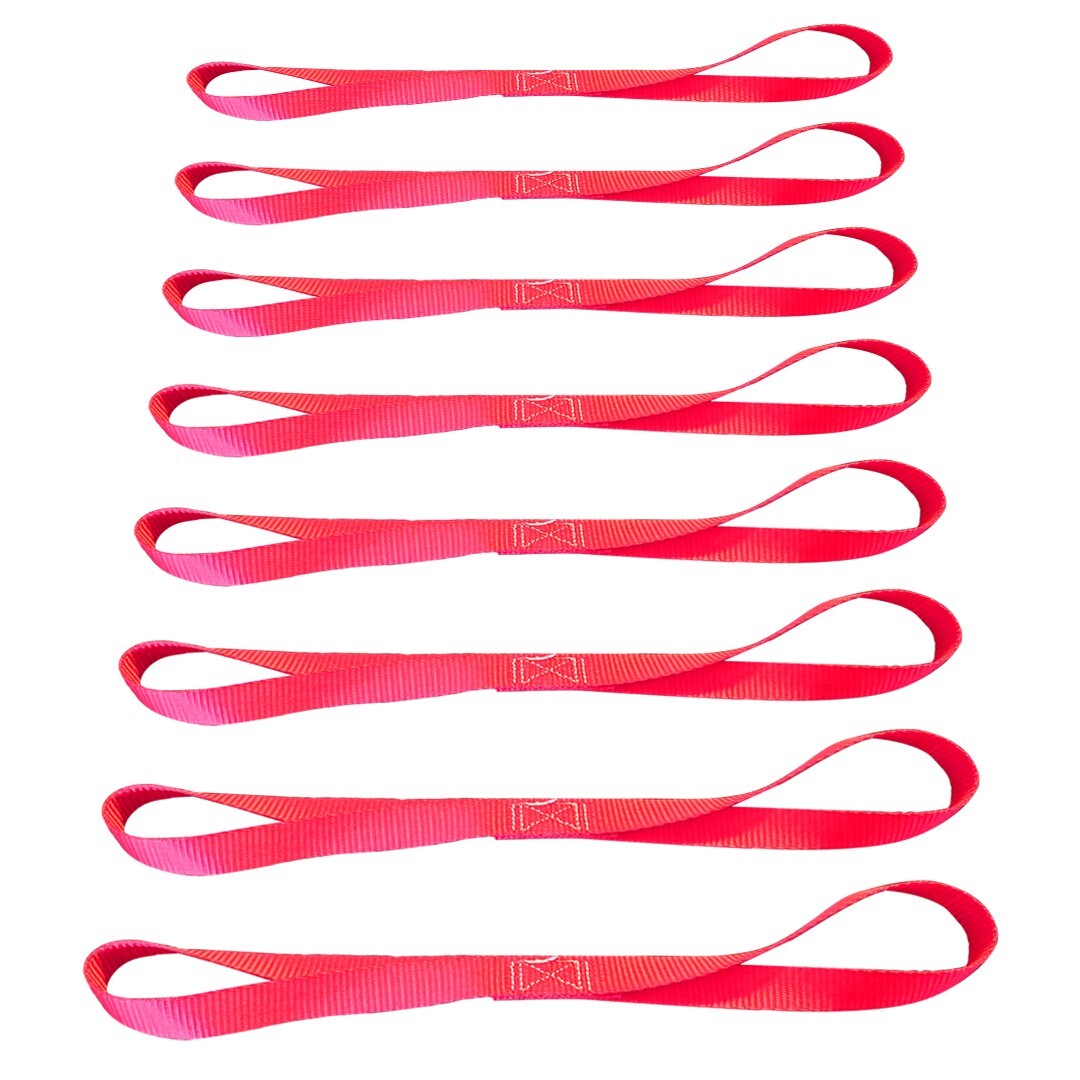 8 Pack 1" x 18" Soft Loop Tie Down Strap For Motorcycle Dirt-Bike ATV UTV Red