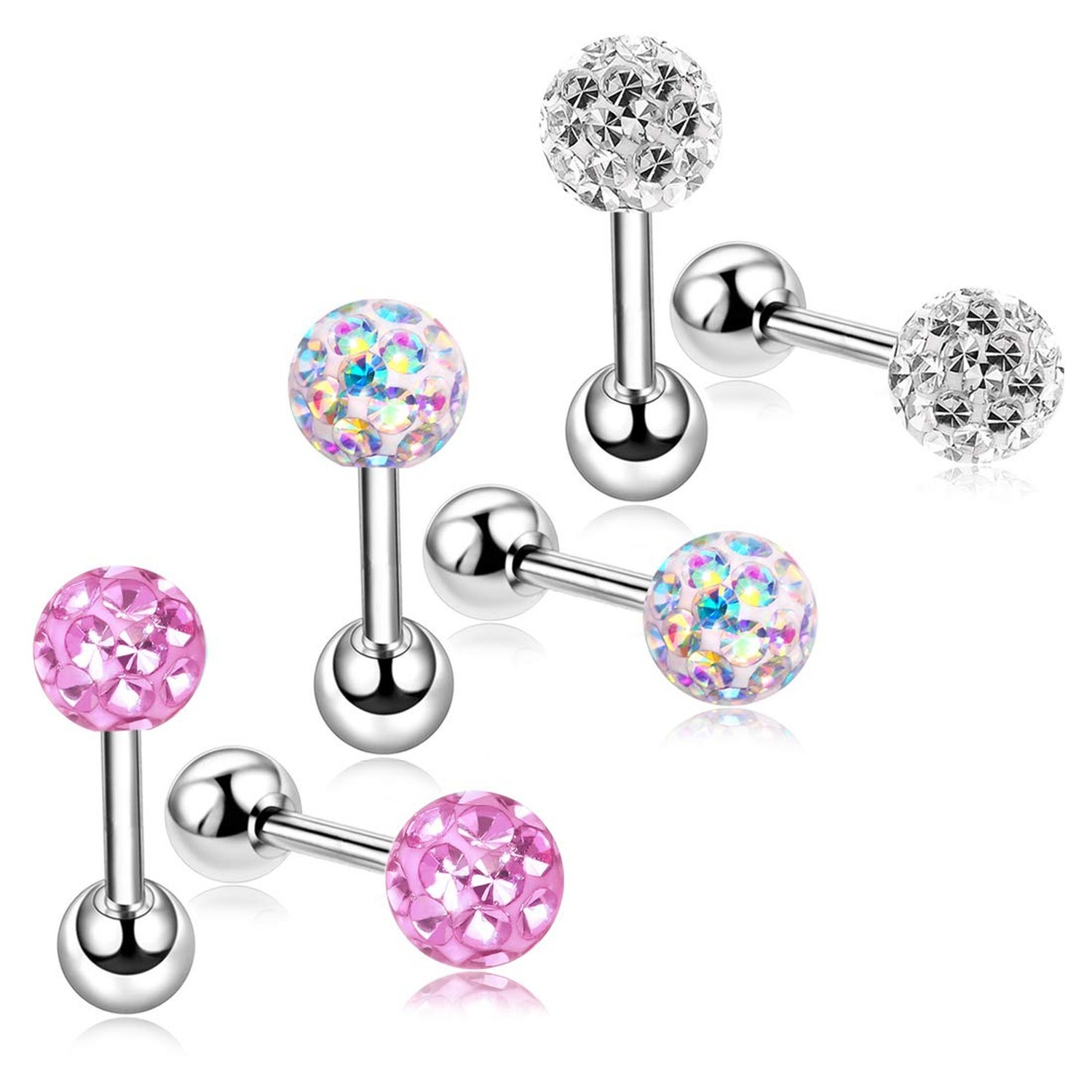 20G Stud Earrings Set for Girls Sensitive Ears with Screw on Safety Backs Sur...
