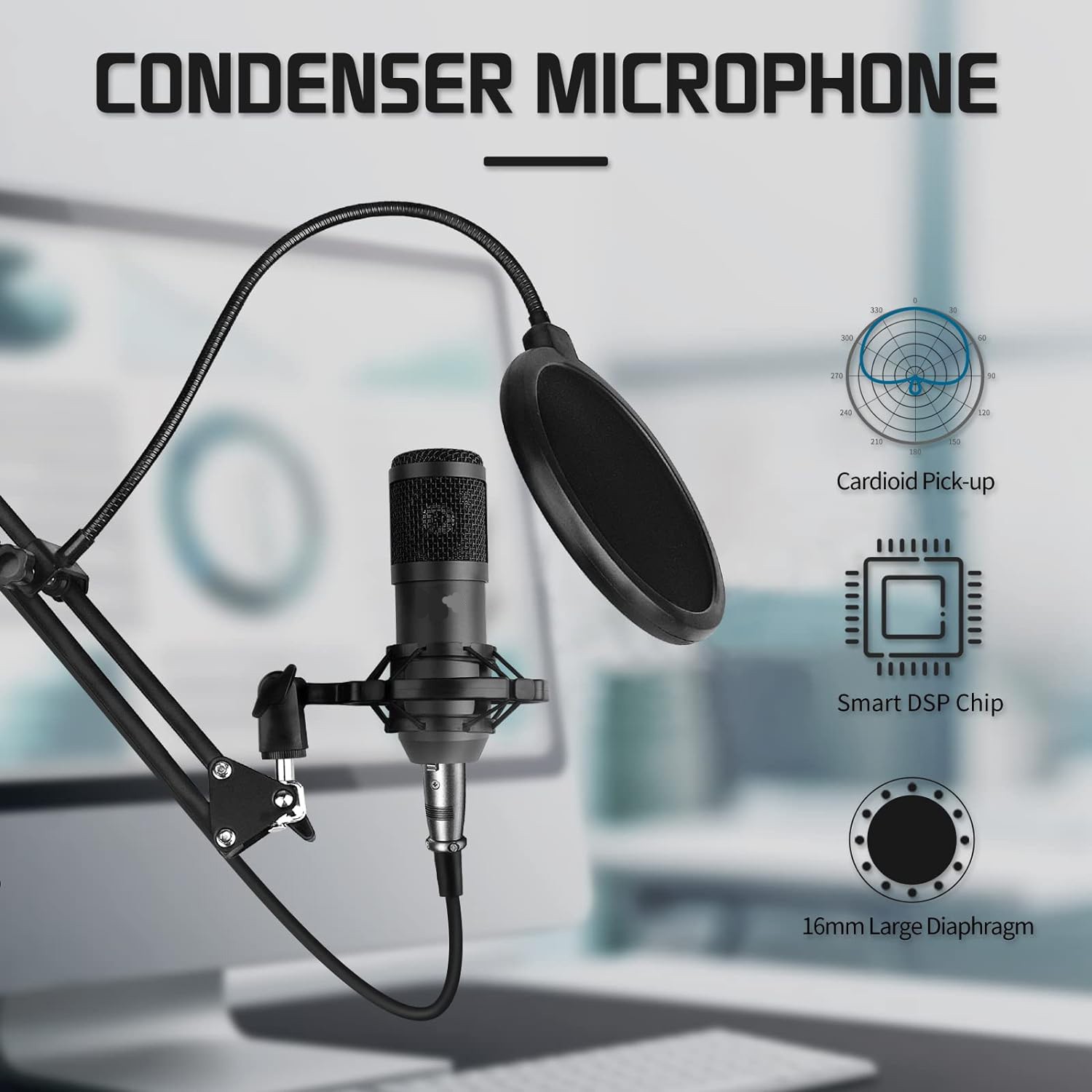 Complete Home Studio Recording Kit Mixer Condenser Microphone Set