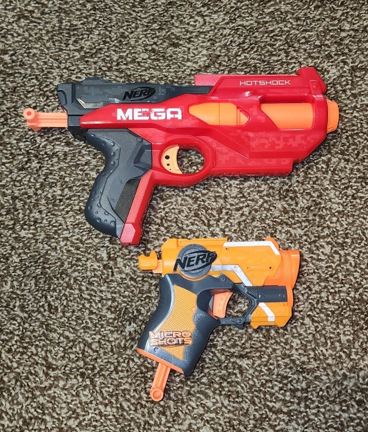Nerf Mega + Nerf Micro Shots Lot Of 2 Nerf Gun 2